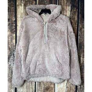 Free People Movement Soft Hoodie Off The Record 1/2 Zip Pink Taupe Small